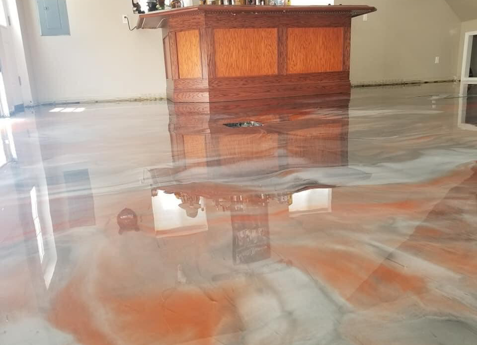 recently laid epoxy floor coating for a garage in Utah