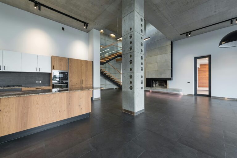 A well-maintained, industrial-looking surface in a commercial setting.