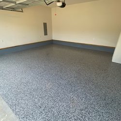 Garage floor with multi-color flake epoxy finish